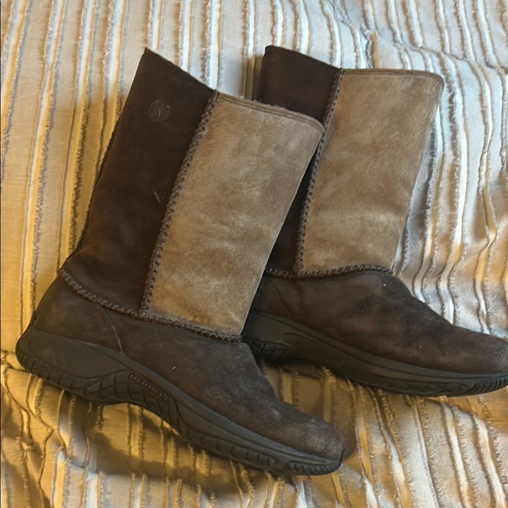 Women's Merrell Brown Suede Winter Insulated Boots Sz 8 NEW